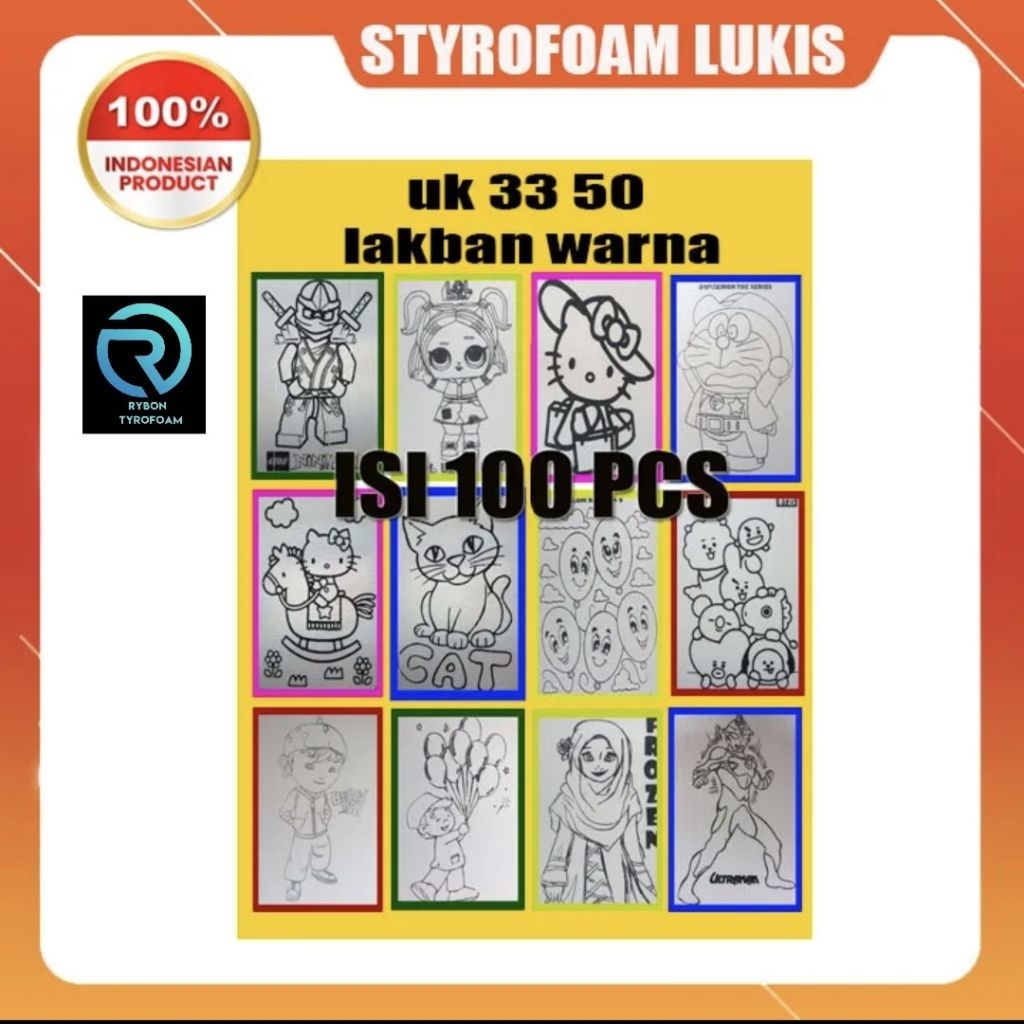 Paket styrofoam lukis uk 33 x 50 cm isi 100 lembar