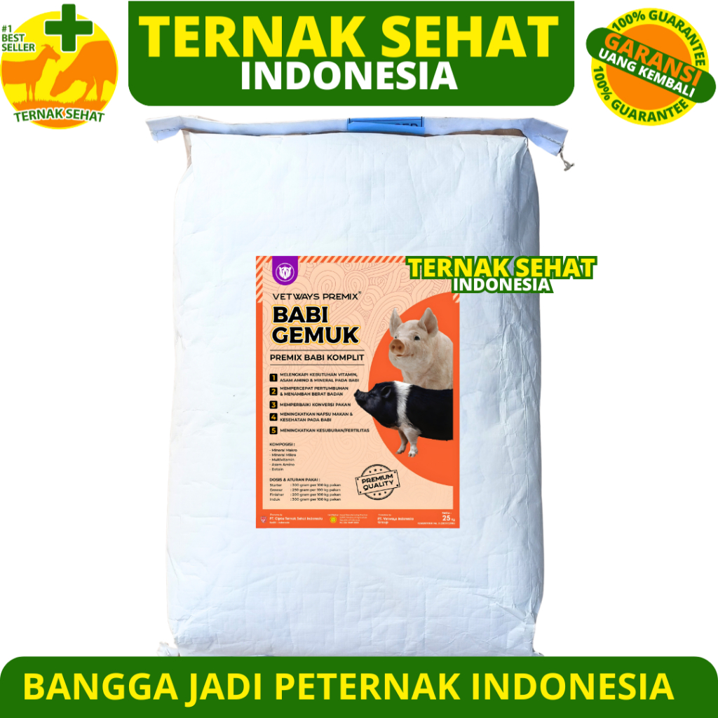 VETWAYS BABI GEMUK 25 KG - Premix Babi Top Up Suplemen Vitamin Penggemuk Babi & Menambah Nafsu Makan