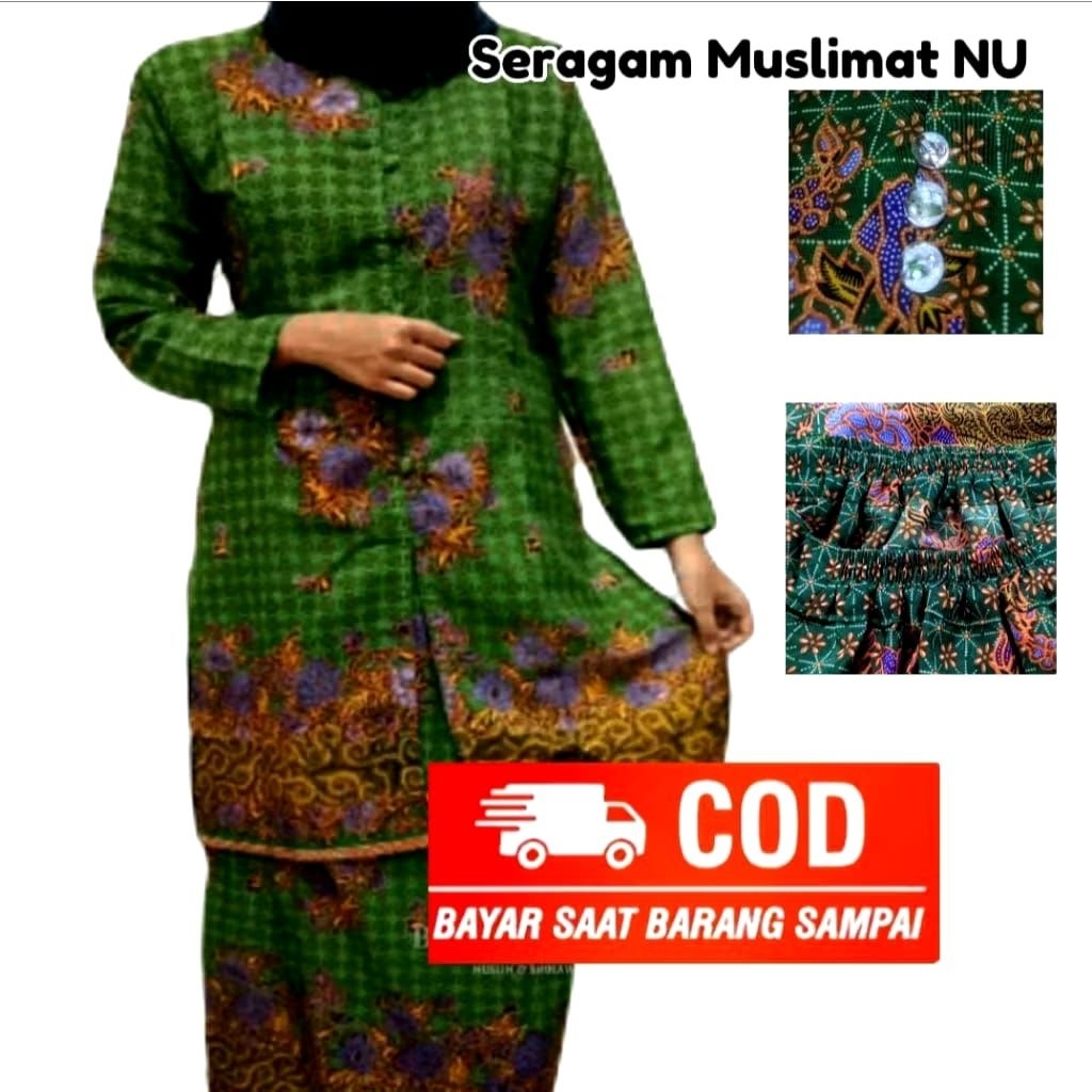 Seragam Pengajian Muslimat NU Bahan Semi Silk Kilau Sutra M-XXL // Setelan Baju Wanita NU