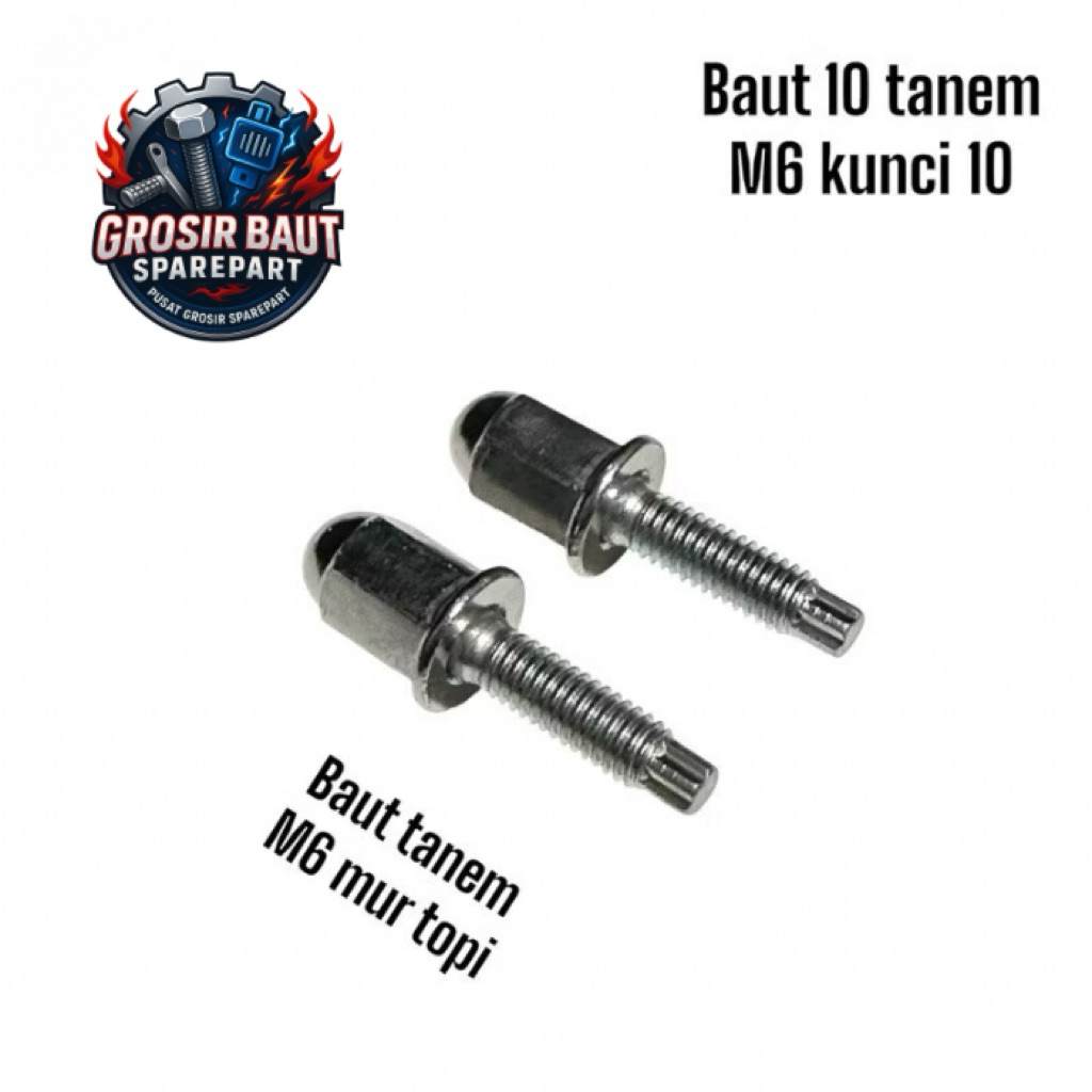 Baut knalpot mur topi panjang m6 baut mur kunci 10 baut kenalpot tanem manipol dll mur head dll