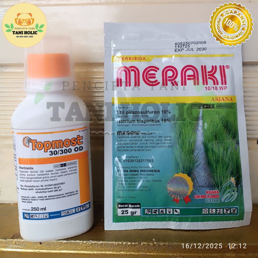 Herbisida Selektif Padi merk (MERAKI 28WP & TOPMOST 330OD)