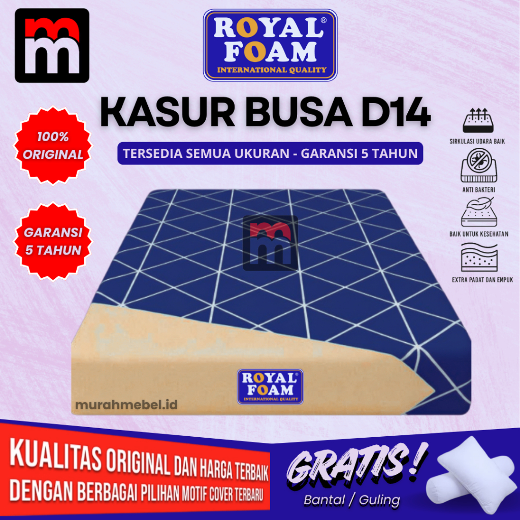Kasur Busa Royal Foam Allea D14 Garansi 5 Tahun Original Anti Kempes 200 x 90 100 120 140 160 180