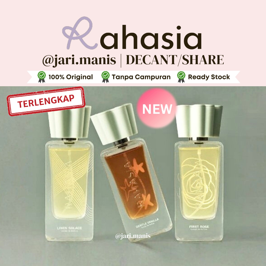 decant share Rahasia Beauty First Rose gentle vanilla linen solace cheri ceremony 29 dreamy matcha g