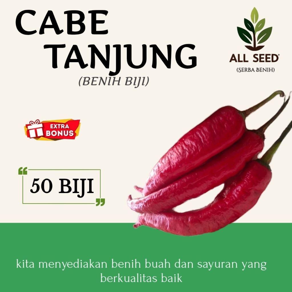 ( 50 biji ) Benih cabe tanjung | bibit biji cabe merah tanjung | cabe besar merah | cabe tanjung