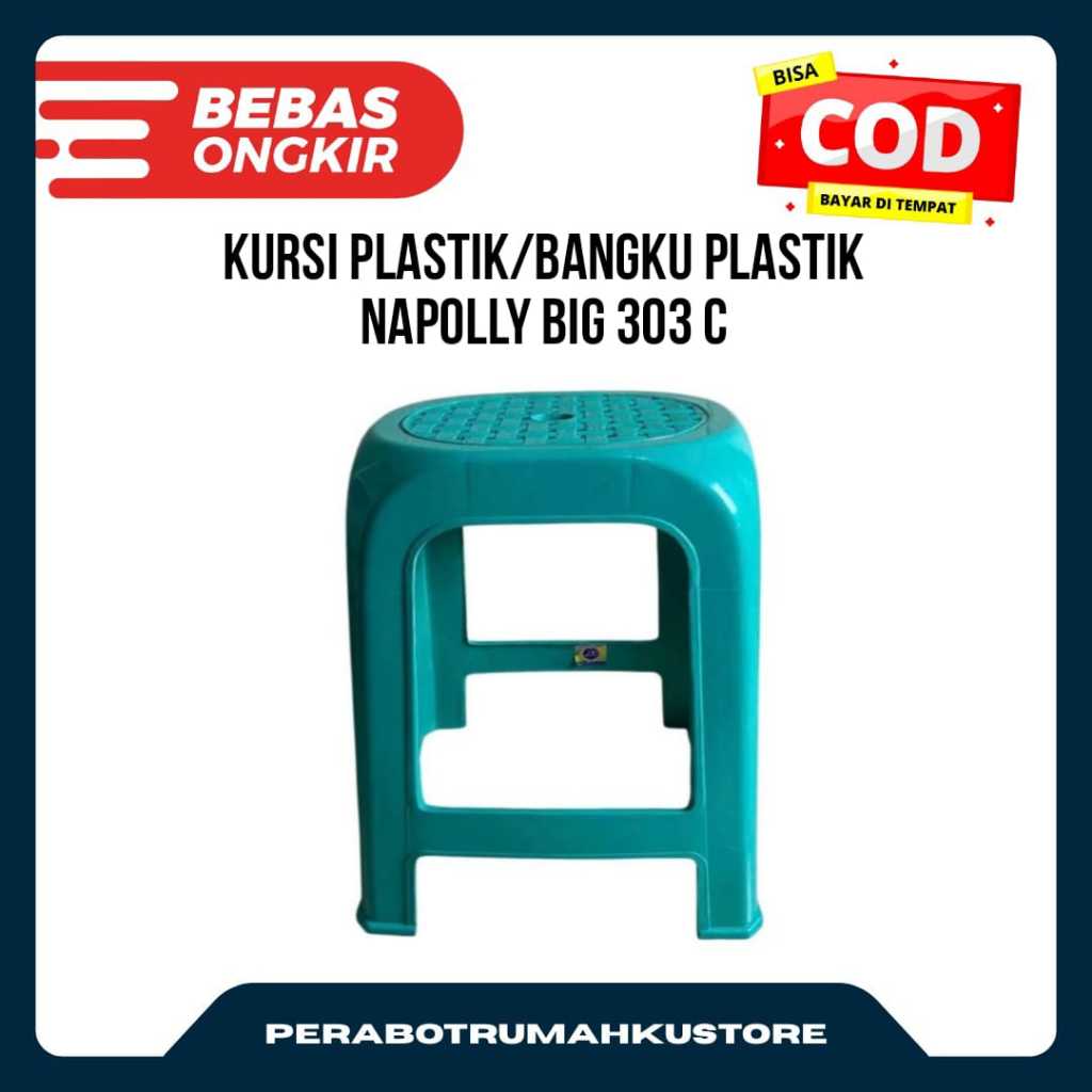 KURSI PLASTIK / BANGKU PLASTIK OVAL NAPOLLY BIG 303 C WARNA HIJAU