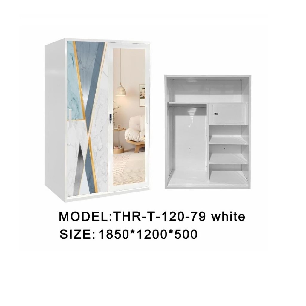 Lemari Pakaian Besi Motif Stainless Steel ukuran 120, Makassar