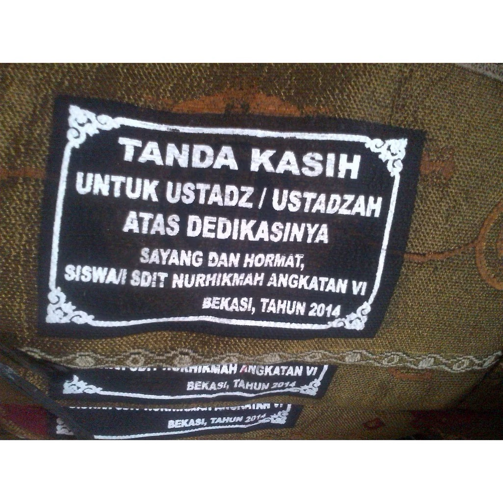 SABLON SAJADAH (per 50pcs) , custom sablon sajadah souvenir tahlilan , tasyakuran naik haji dll