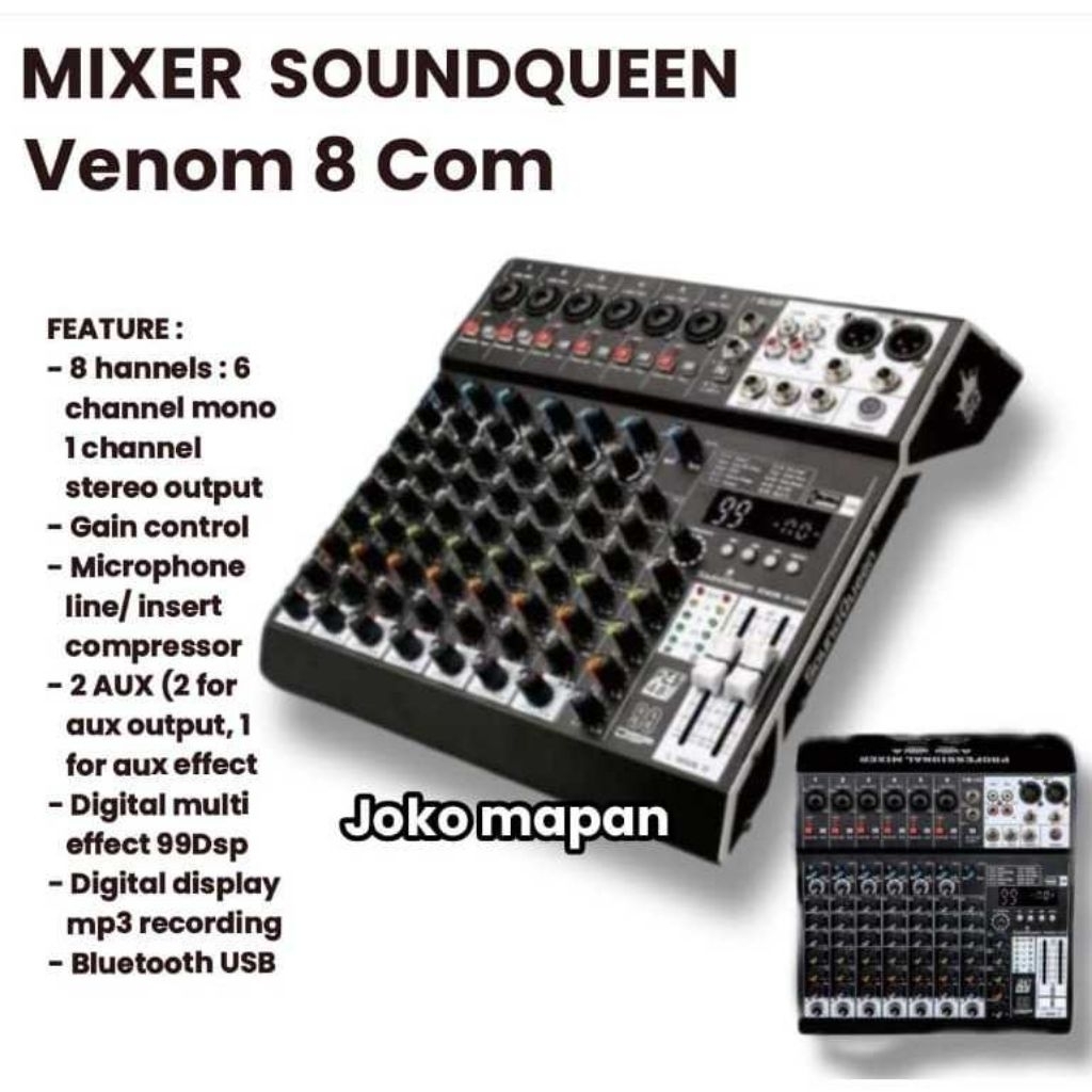 mixer Soundqueen VENOM 8 MIXER AUDIO 8 CHANNEL SOUNDQUEEN