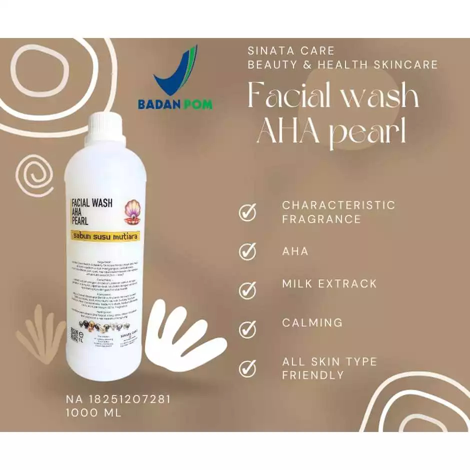 FACIAL WASH AHA PEARL LITERAN ISI 1 LITER (SABUN AHA SUSU MUTIARA) SABUN PEARL LITERAN 1000 ML
