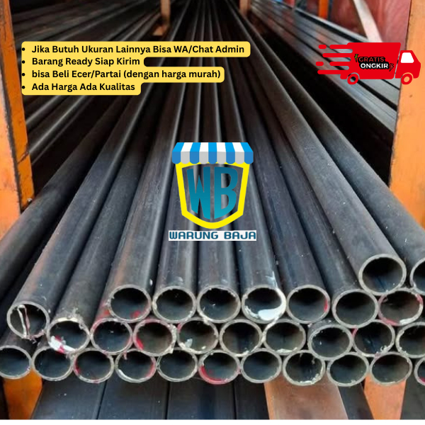 Pipa besi hitam 1/2 inch tbl x 6 meter - pipa - warungbaja - pipa hitam setengan inch panjang 6 mete