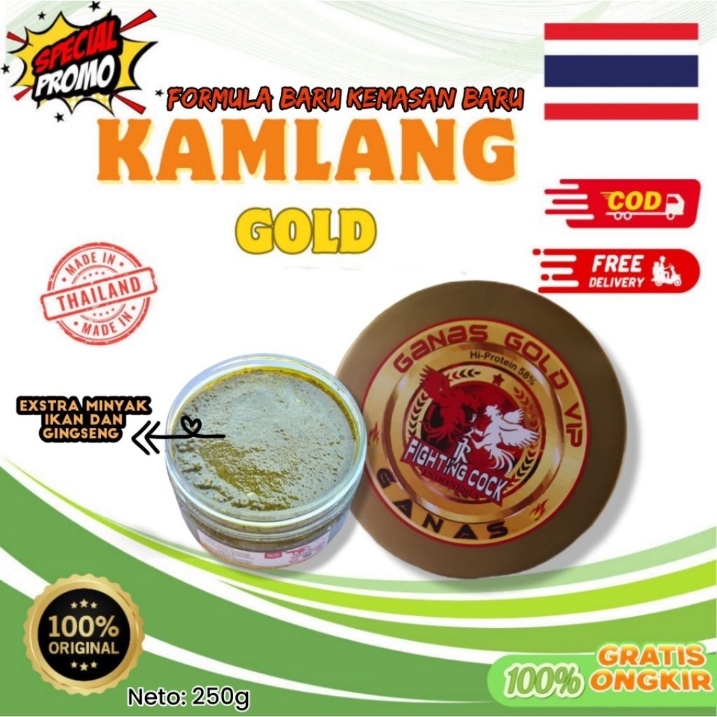 Kamlang gold ganas Kemasan baru 250gram  VITAMIN AYAM ADUAN GANAS VIP