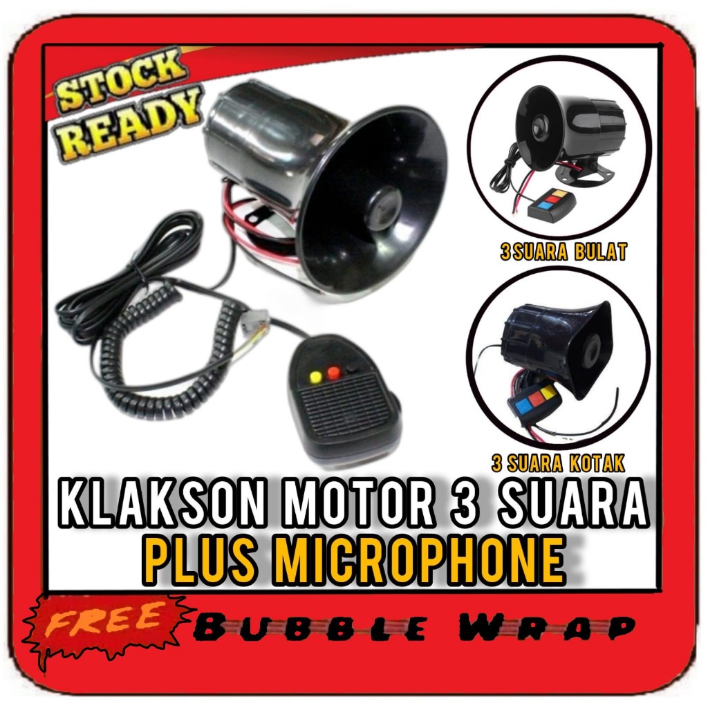 Klakson Polisi 3 suara sirine + mic patwal touring untuk motor  mobil / Klakson sirine
