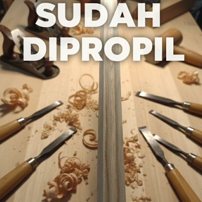 Lis Kayu dan Lis Kayu yang sudah dipropil (Panjang 120 cm, Lebar dan tebal 1,3 cm )