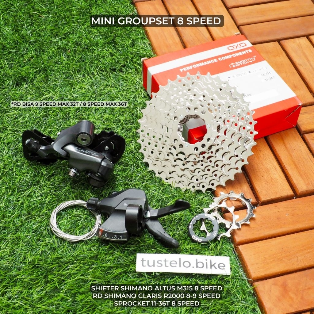 Mini Groupset Paket Shifter RD Shimano Claris R2000 Medium 8 9 Speed Sprocket 11-36T Altus Sepeda Li