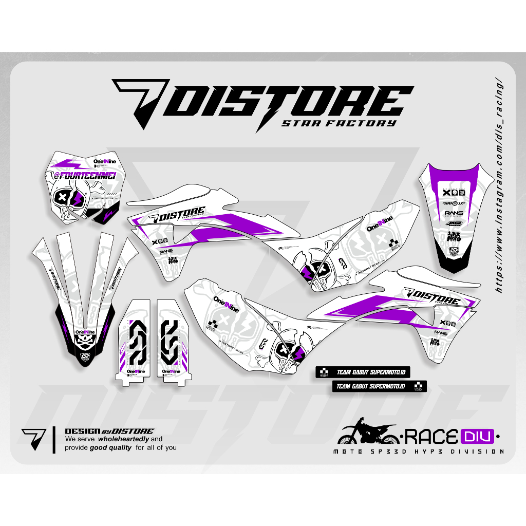 DECAL KLX GORDON PUTIH UNGU