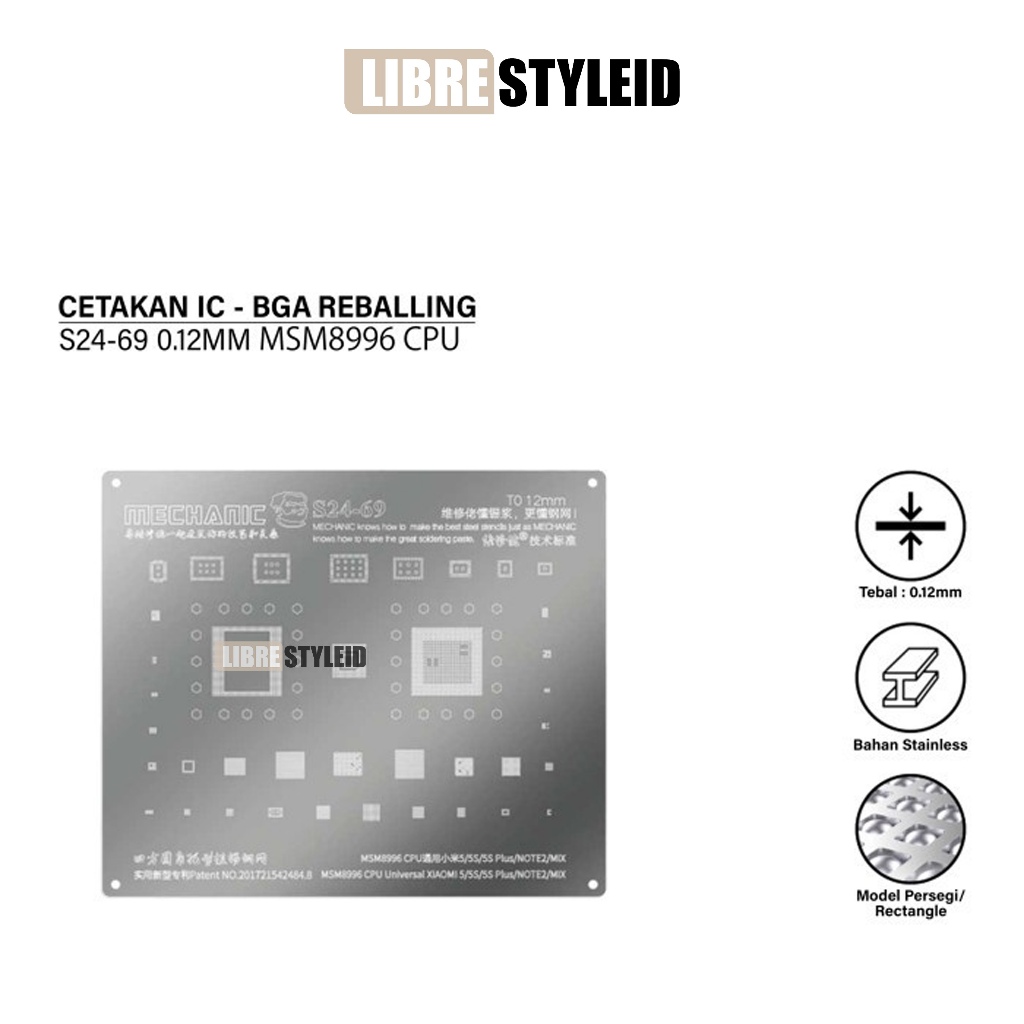 MECHANIC S24-69 CETAKAN IC 0.12MM MSM8996 CPU Universal Xiaomi 5/5S/5S Plus/NOTE2/MIX ORIGINAL