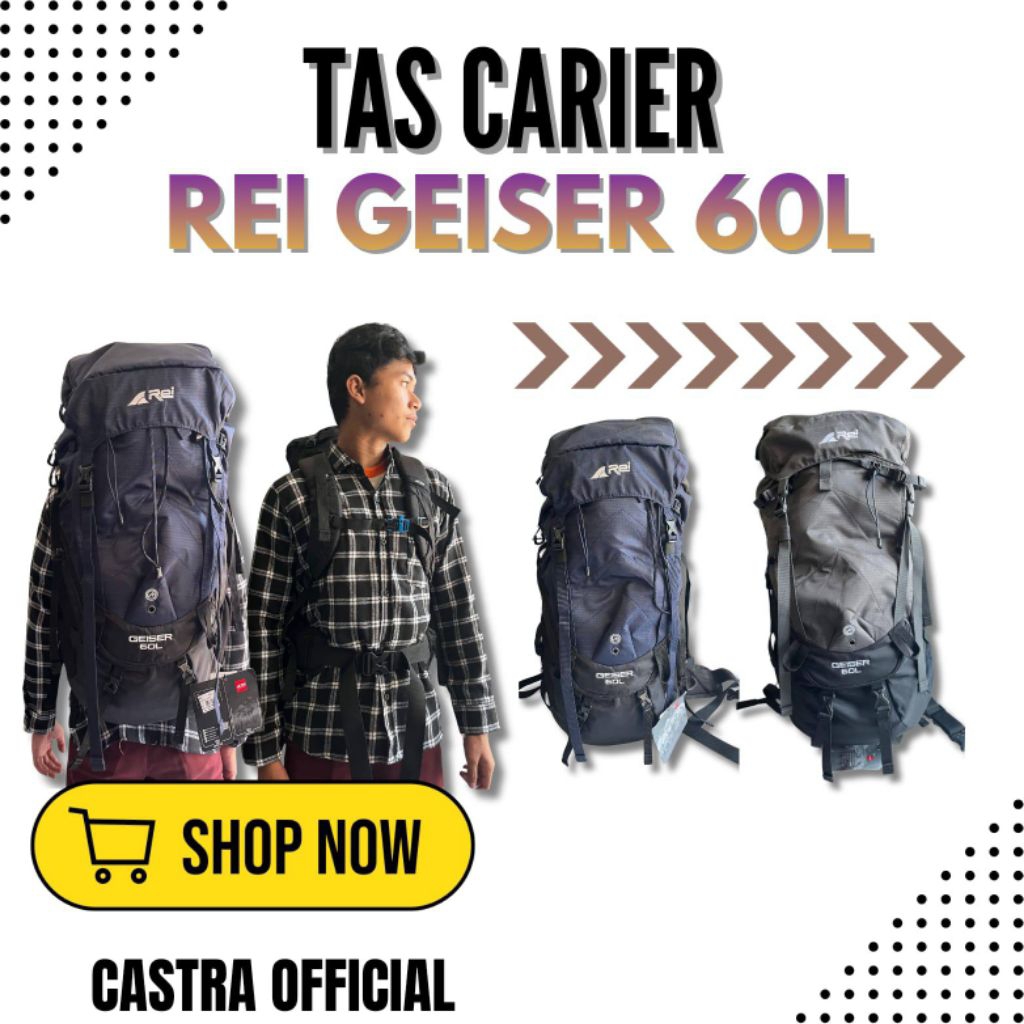 Tas Carier Outdoor Rei Gaiser Kapasitas 60L+ 5L Camping Hiking