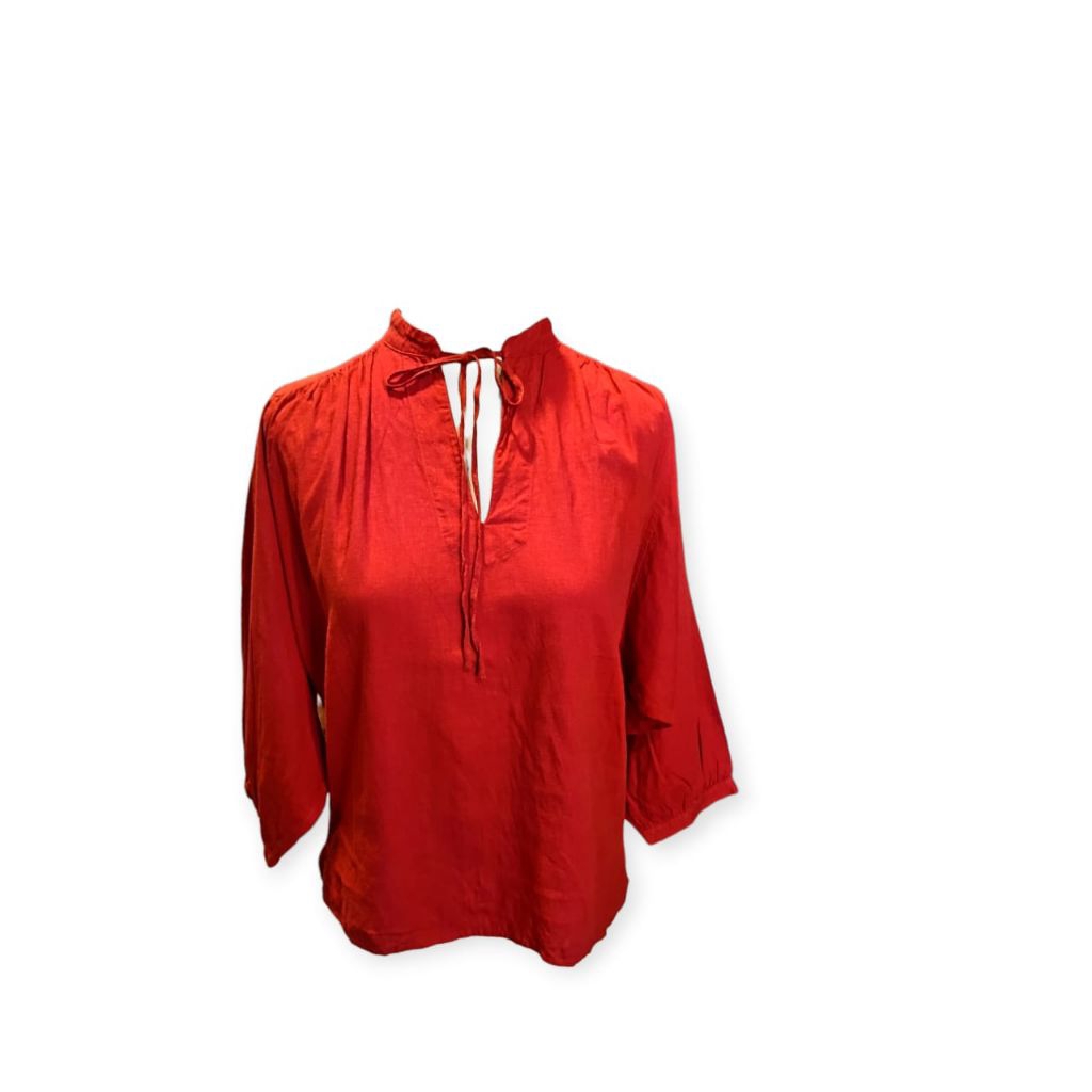 Uniqlo Red Linen Blouse