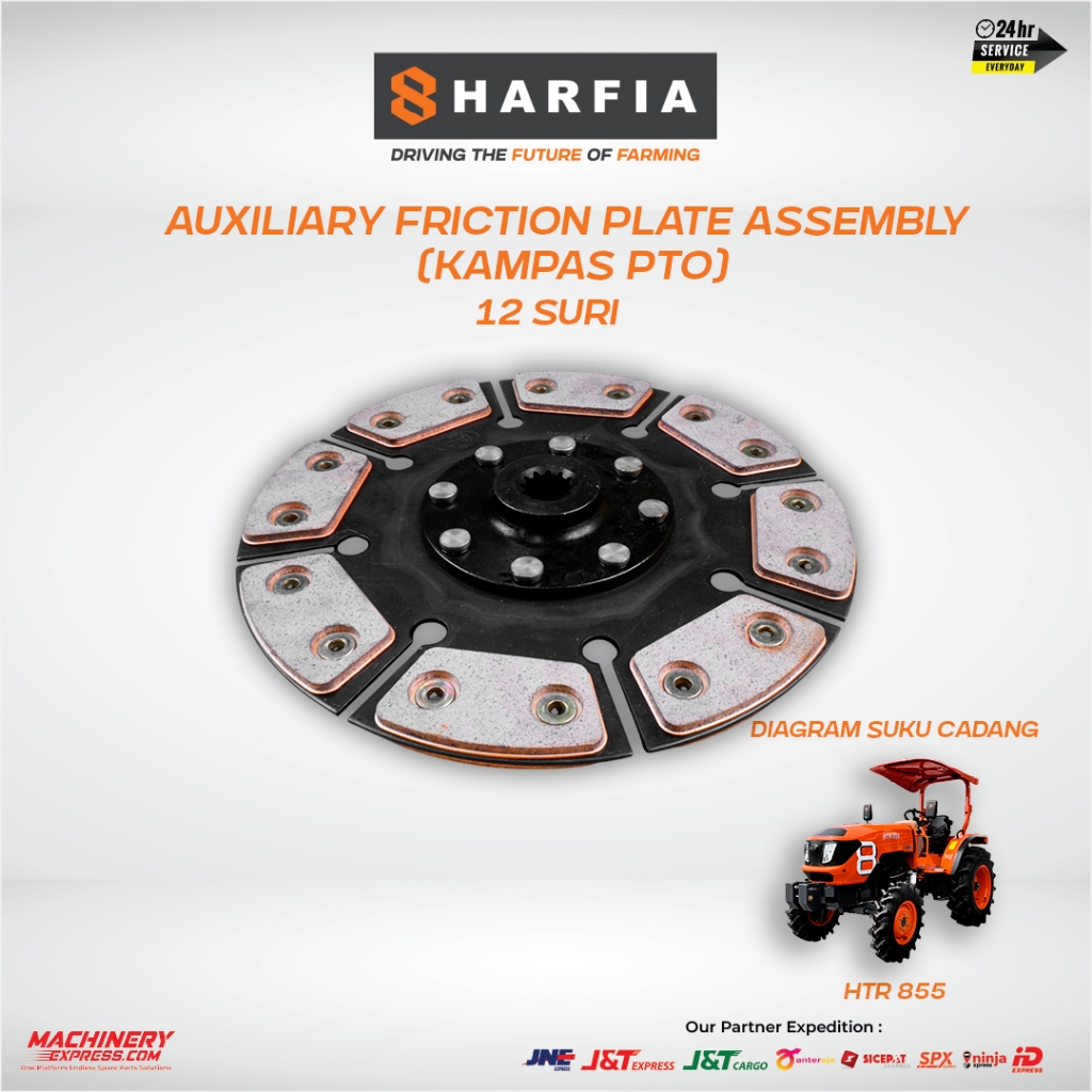 HARFIA | Auxiliary 8 Clutch Friction Plate / Kampas PTO 6 Kampas (Suri 12) Traktor Roda 4 | Spare Pa