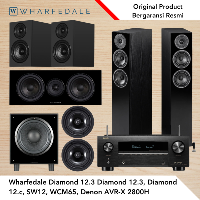 Paket Home Theater Denon AVR-X 2800H AV Receiver Wharfedale Diamond 12.3 Floorstanding Speaker Diamo