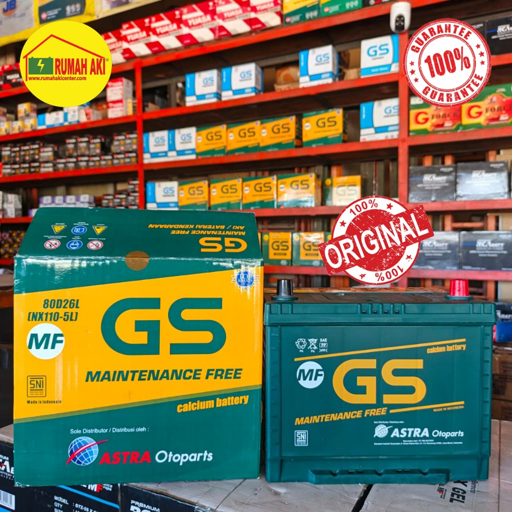 Original 100% Aki Mobil GS Astra 80D26L / Aki Kering / Aki Maintenance Free