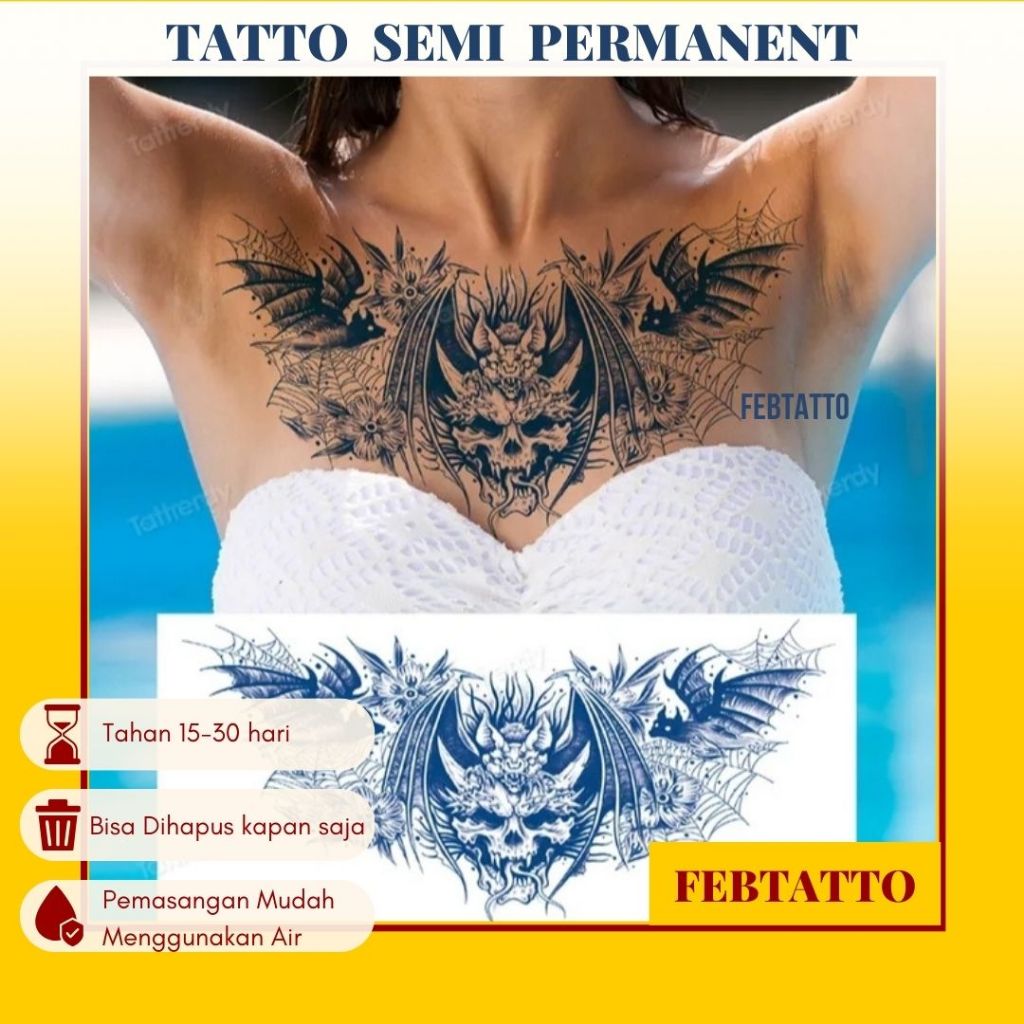 FRUIT INK Temporary Tattoo Full Chest Semi Permanent Motif Aesthetic Tattoo Temporary Tattoo Sticker