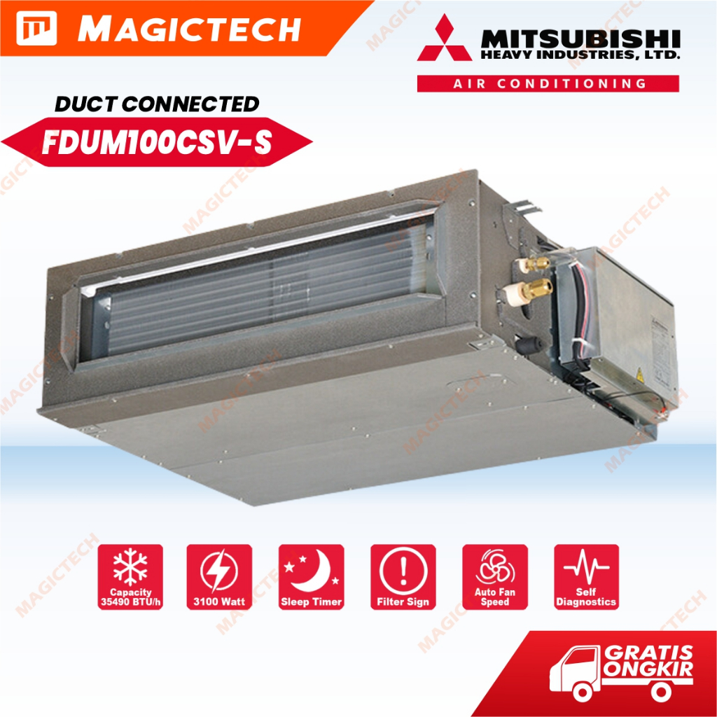 Mitsubishi Heavy AC Duct Connected 4 PK FDUM100CSV-S 4PK Non Inverter Auto Fan Speed Filter Sign