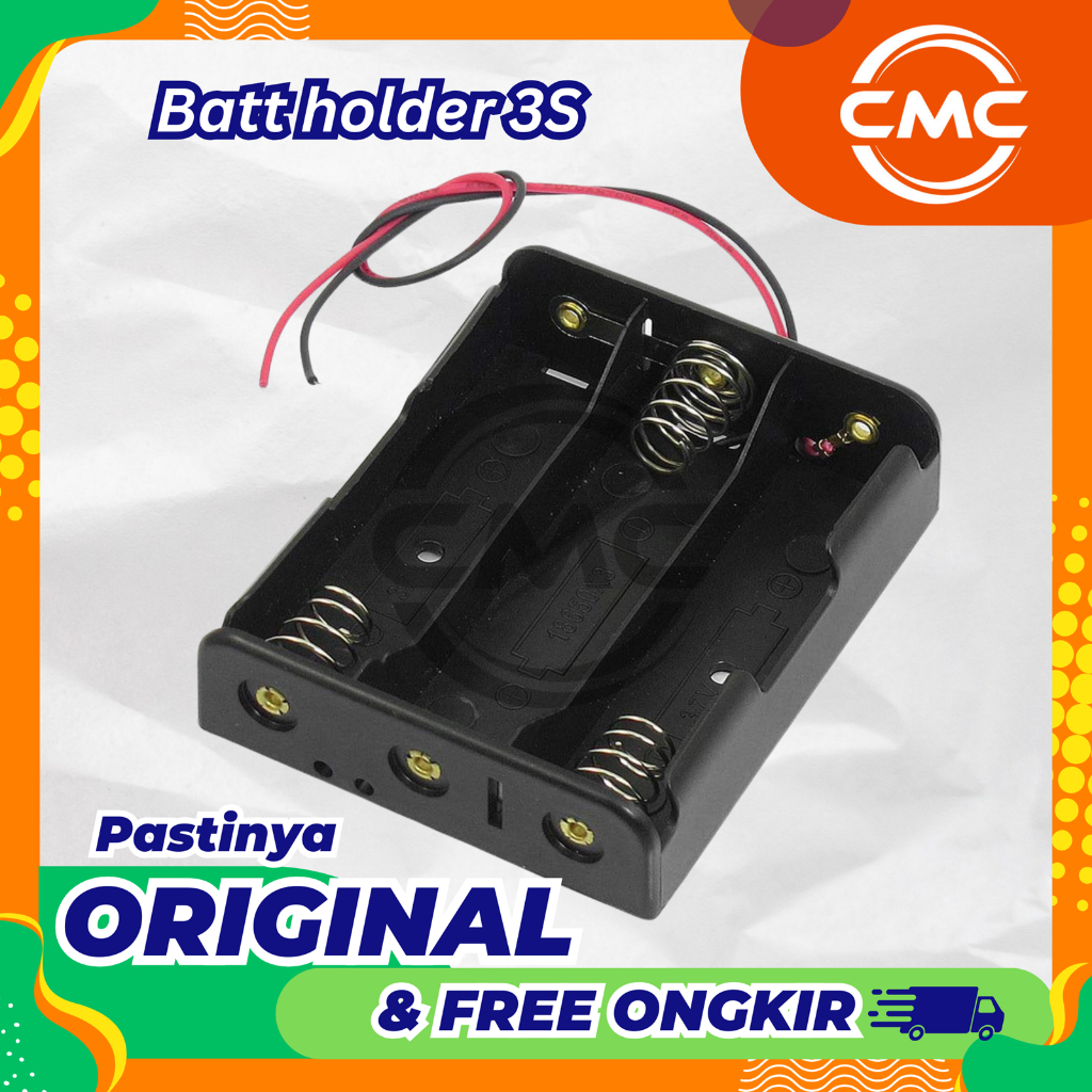 HOLDER BATTERY 18650 3 SLOT DUDUKAN BATERAI 18650 ISI 3 KOTAK BATERAI
