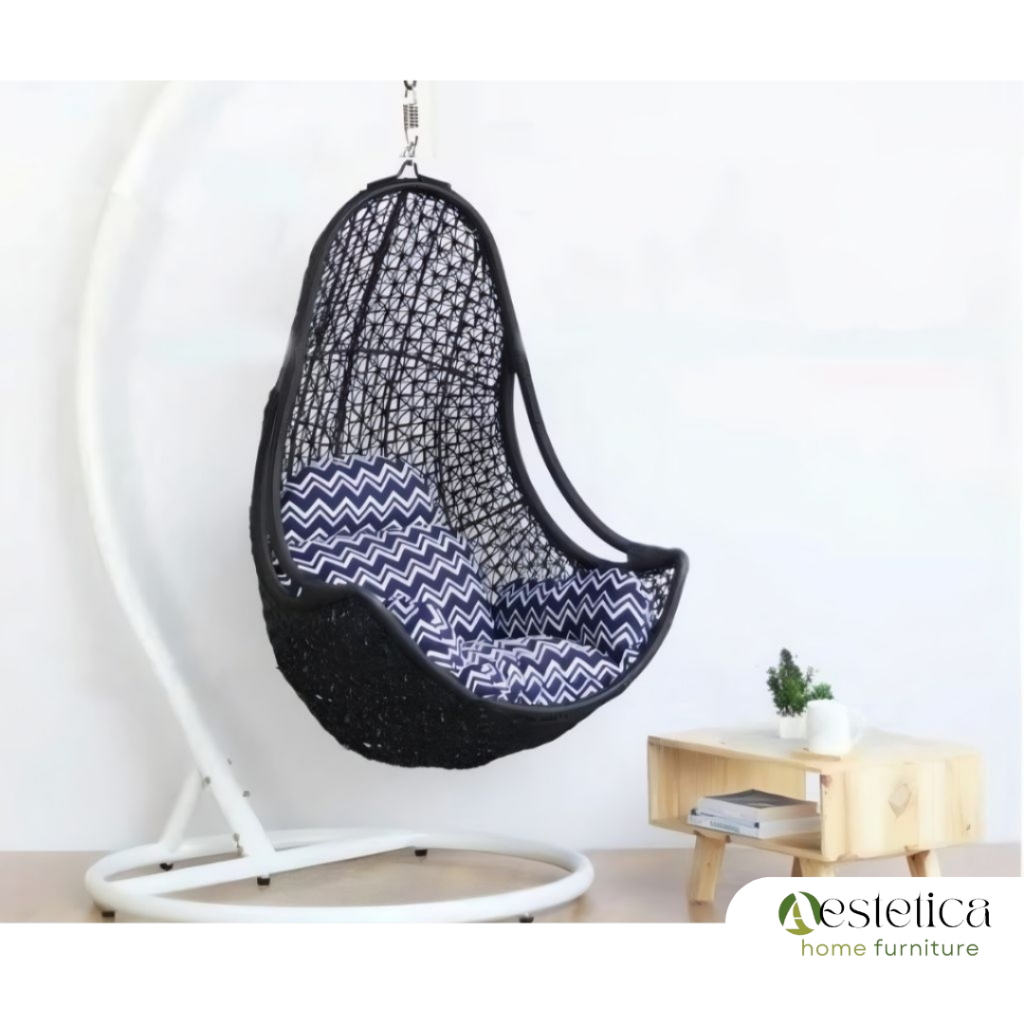 SET AYUNAN ROTAN GANTUNG INUL+ JOK - KURSI GANTUNG ROTAN By Aestetica Furniture