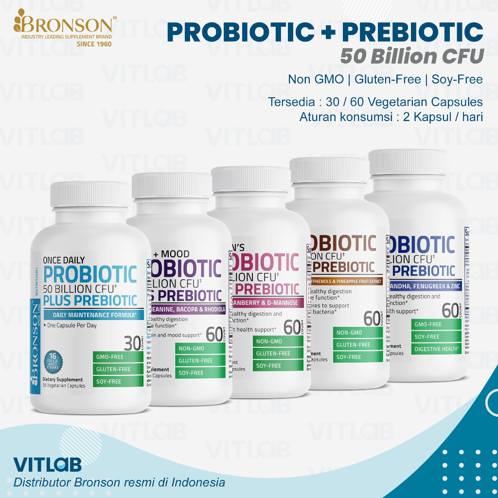 BRONSON Probiotic + Prebiotic 50 Billion CFU / Bronson Probiotic