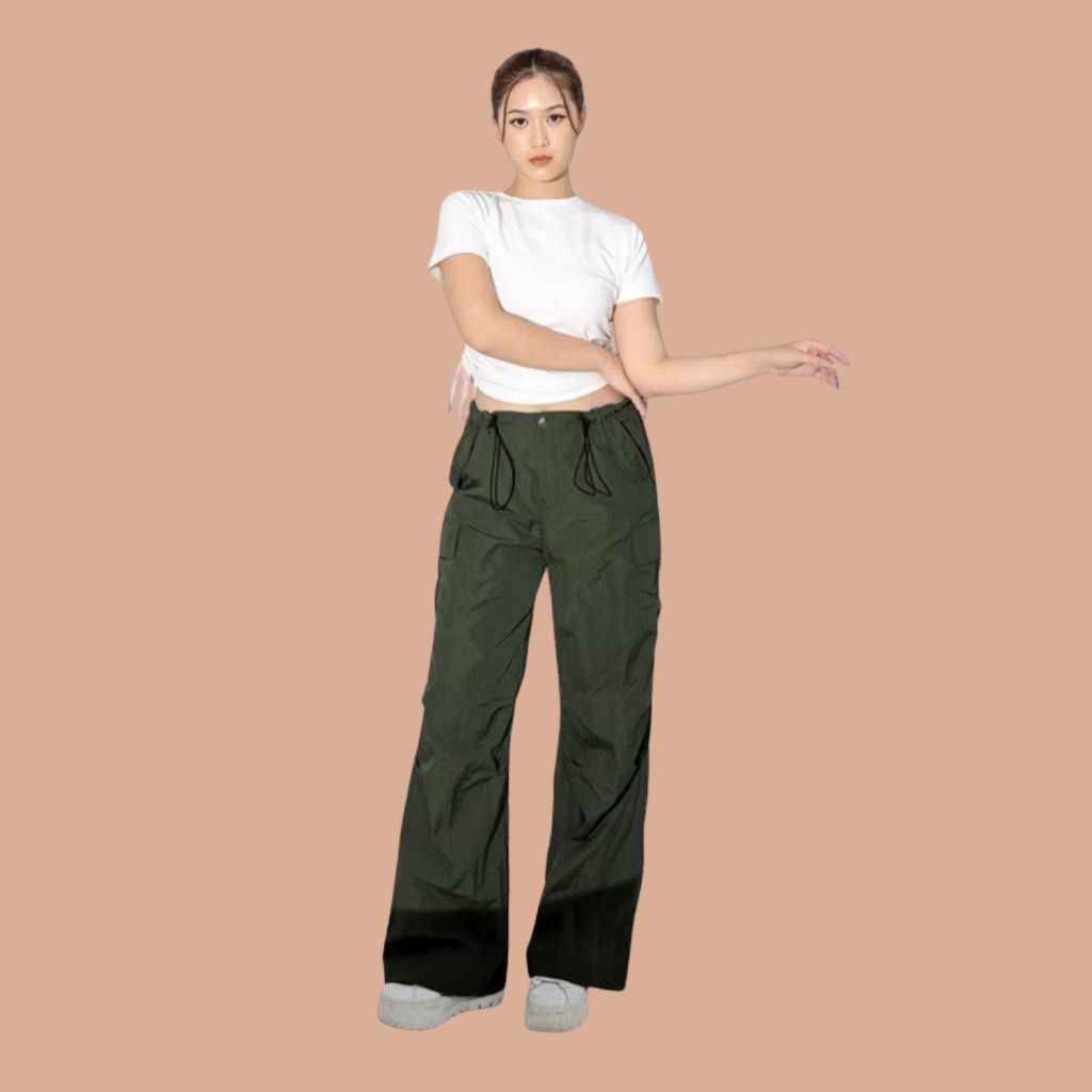 Celana Cargo Wanita Jogger Pants Bahan Parasut Premium