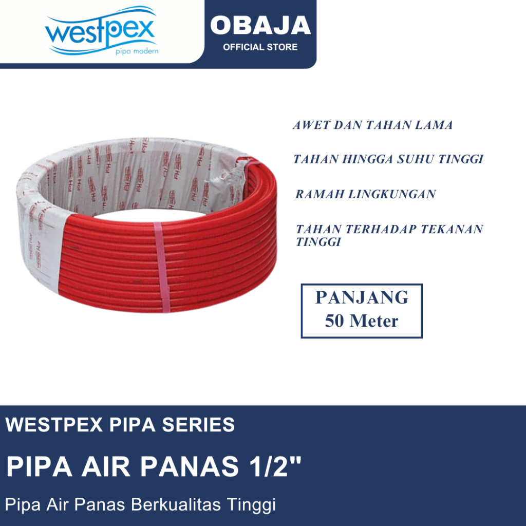 Westpex Red Pipa Air Panas 1/2 Inch 50 Meter / Pipa Air Panas Westpex 16 mm