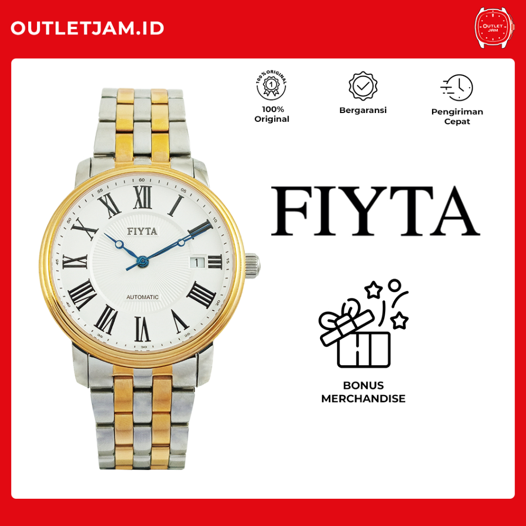 Jam Tangan Pria FIYTA Classic Gent Automatic Original Rose Gold Stainless Steel