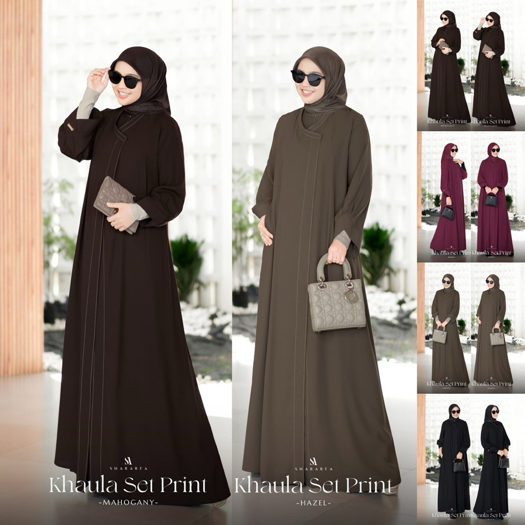 Khaula Set Print by Shararea | Dress Set Scarf