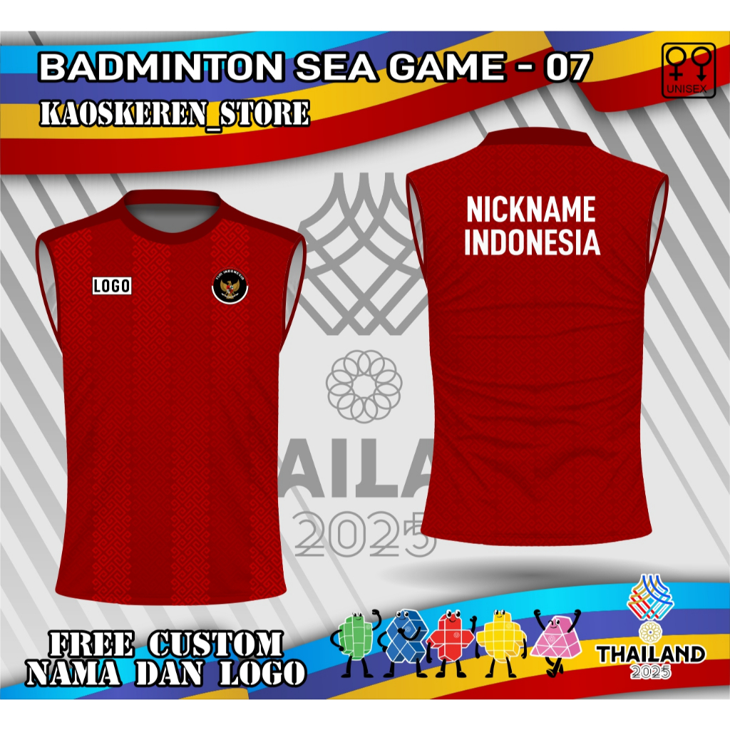 Jersey badminton timnas indonesia sea games thailand 2025 singlet baju bulu tangkis kaos badminton t