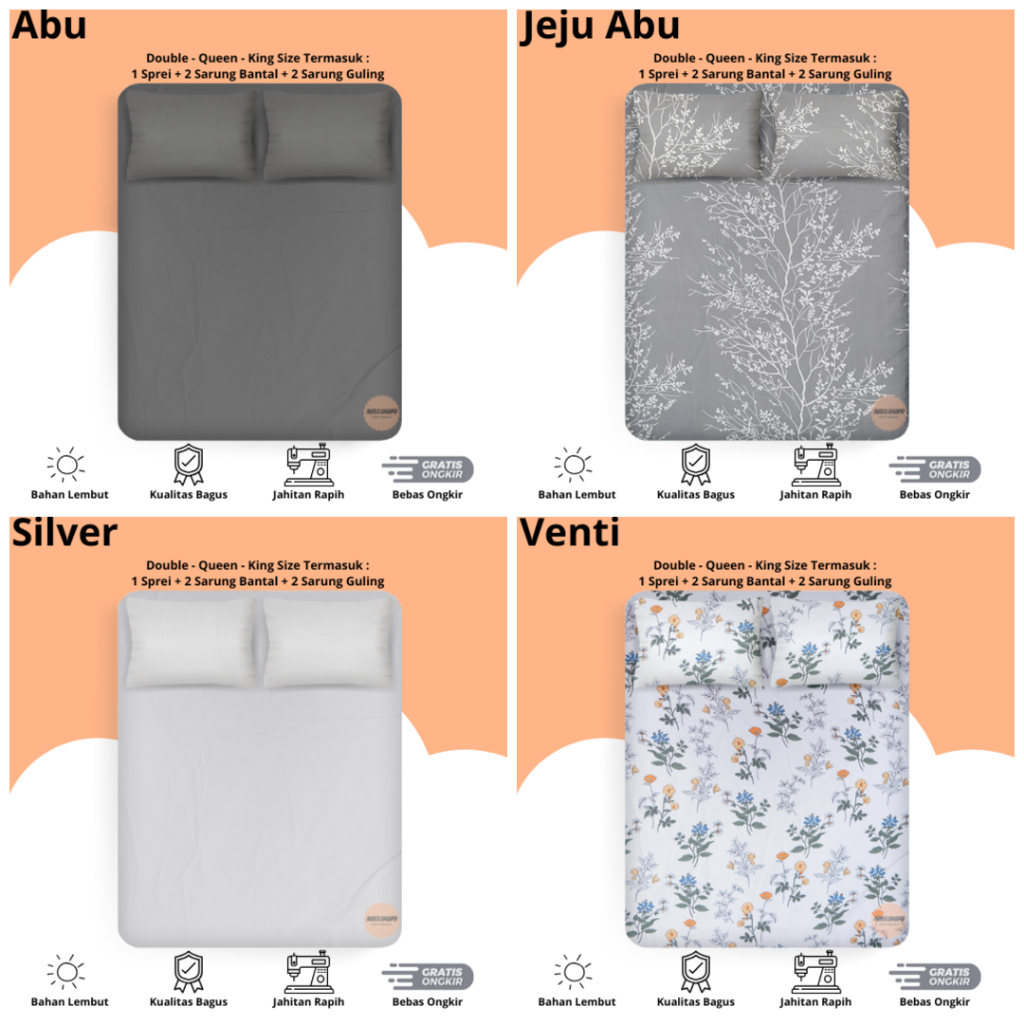 Sprei Aesthetic Sudut Karet Ukuran 180X200X15/20/25/30