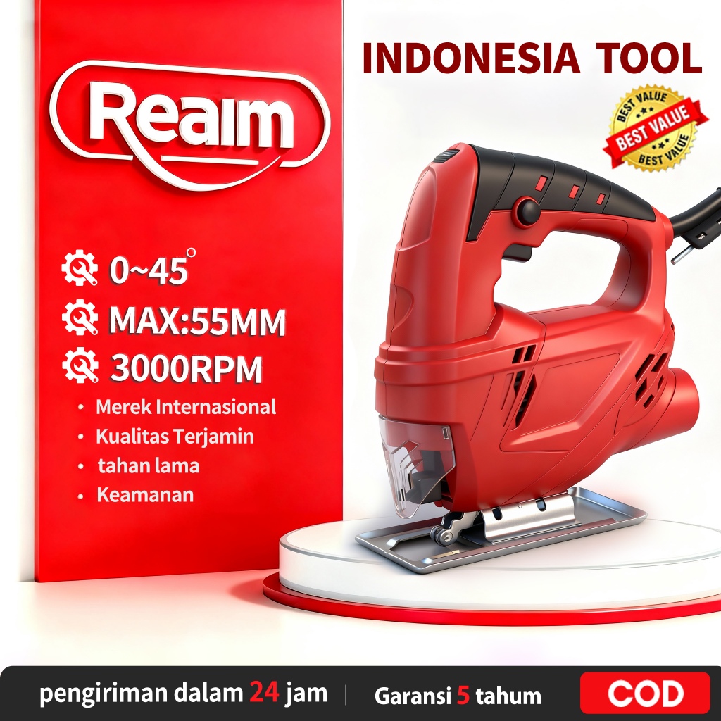 Reaim mesin gergaji jigsaw 450W Gergaji Listrik gergaji kayu mesin potong besi ces jiksaw gergaji me
