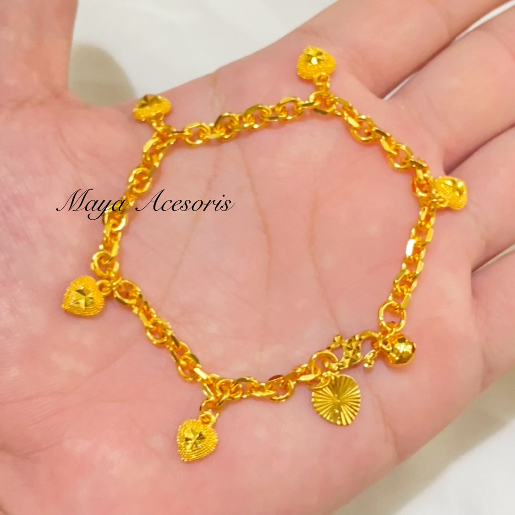 Gelang Titanium Nori Polos Lapis Emas Import Mainan Love