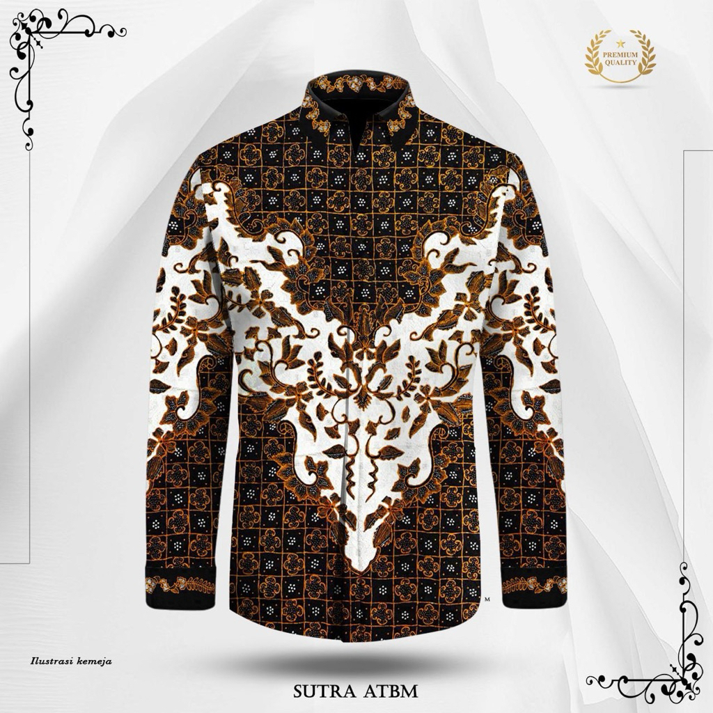Kain batik tulis sutra ATBM baron pola kemeja-C8V3N5