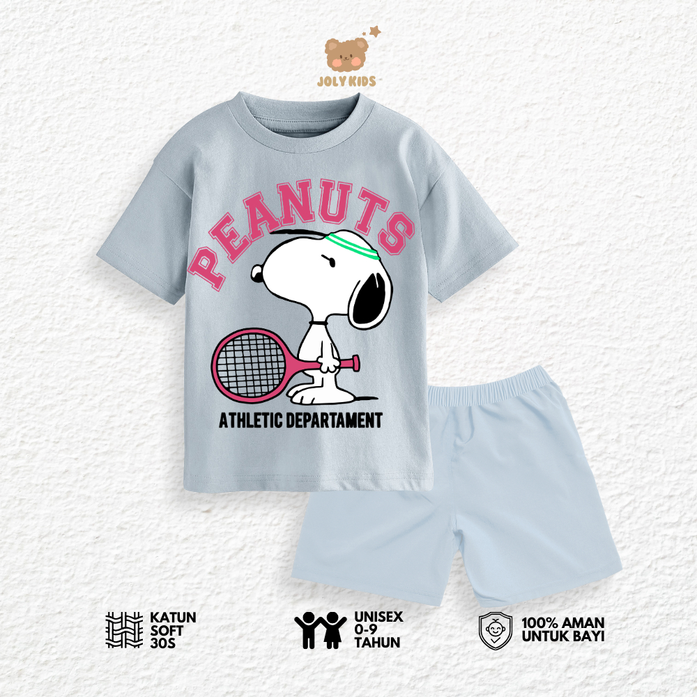 Jolly Kids Set Setelan Baju Kaos RAKET SNPY Anak Usia 1-9 Tahun Laki Laki Perempuan