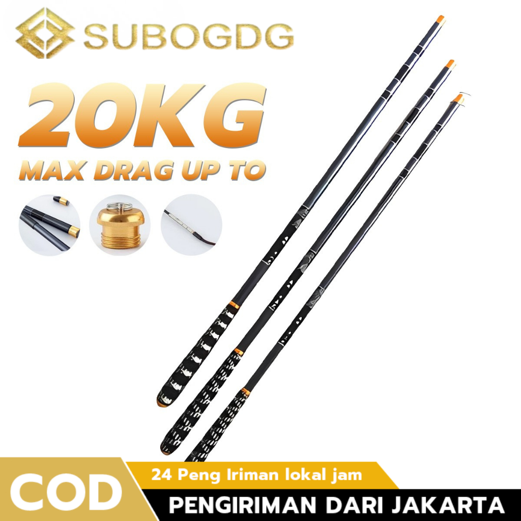 SUBOGDG - Joran Tegek Carbon Japan Asli 20KG - Super Kuat & Ringan untuk Pancing Laut - Joran Tengge