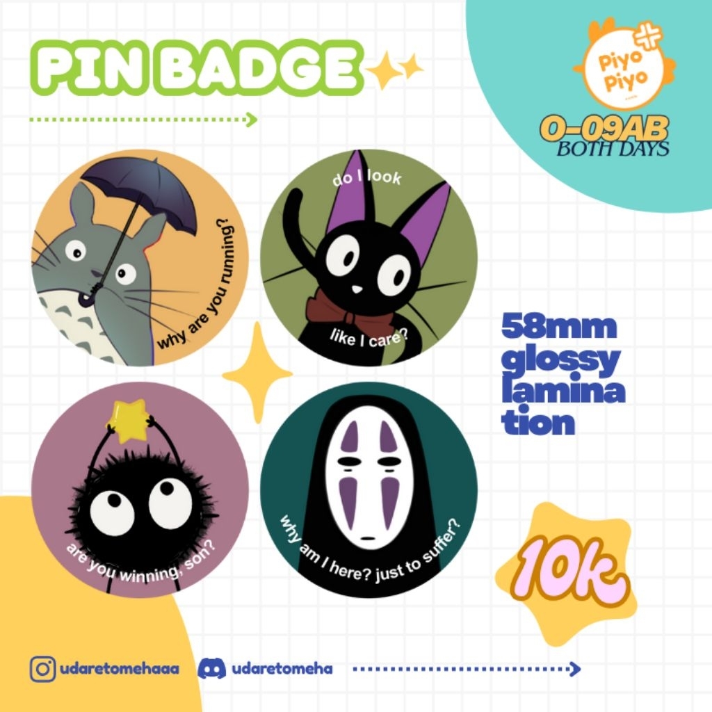 Meme Pin Badge Studio Ghibli Totoro Jiji Kaonashi Susuwatari