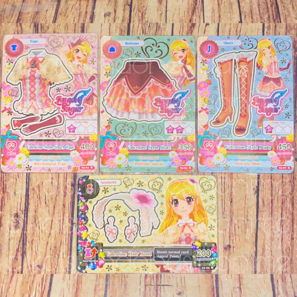 Aikatsu Ichigo Hoshimiya Rare Card Angely Sugar Valentine Style Set with Acc