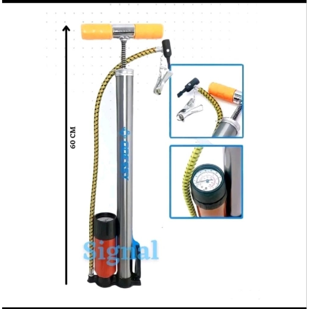 Pompa Ban sepeda sepeda listrik sepeda motor Mobil balon Pompa angin tabung meter Stainless