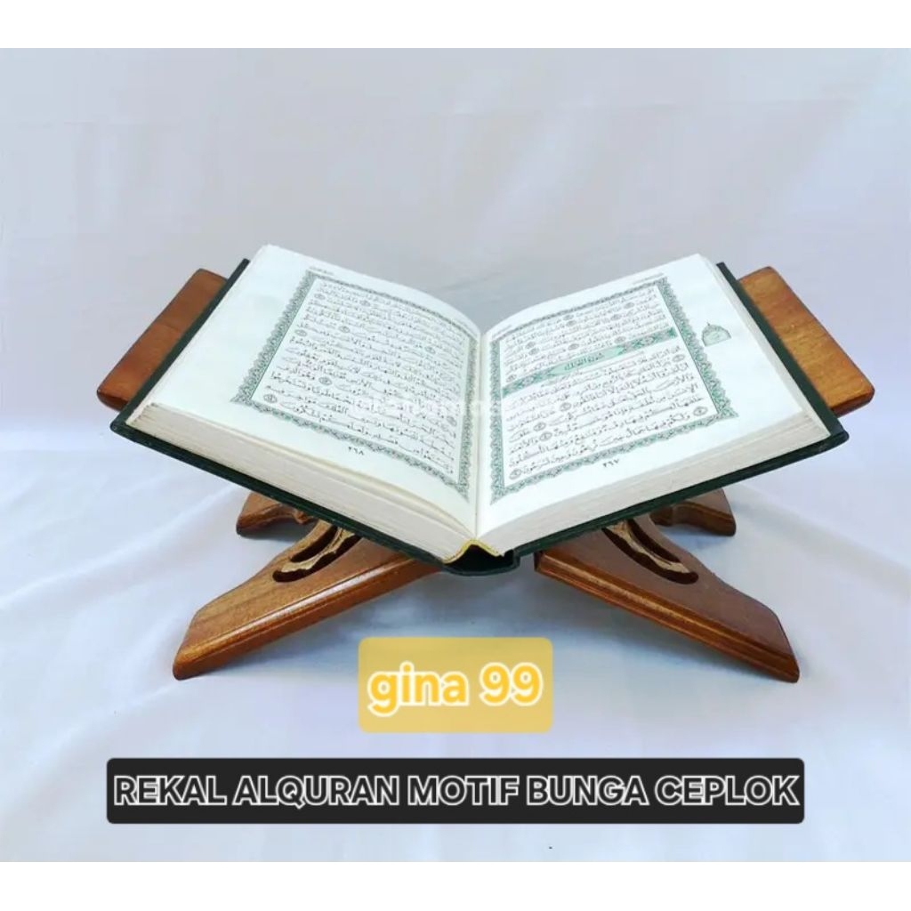 Rekal kayu baca alqur'an/Tempat baca alqur'an/meja lipat baca alqur'an/rekal motif ceplok bunga, rek
