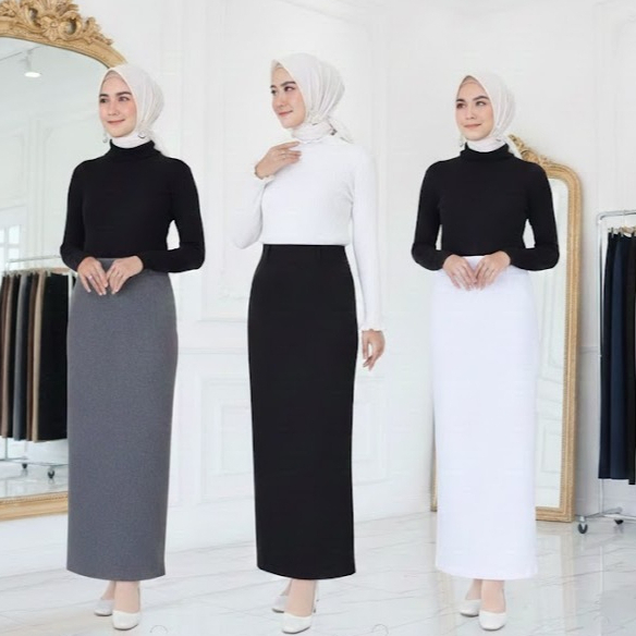 Rok Rampel panjang bawahan wanita formal kerja / Rok wanita kekinian / Rok Cewek/ Rok Rampel / Rok H