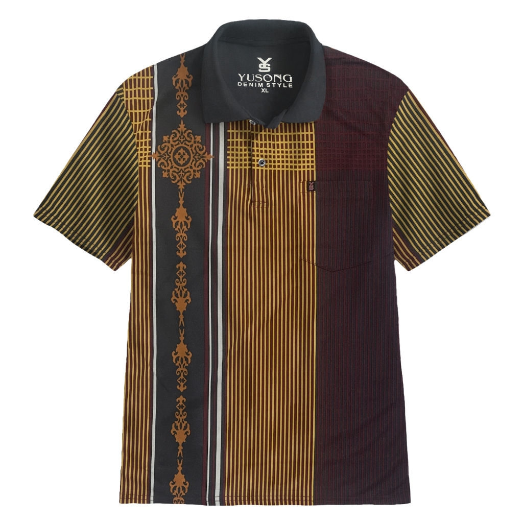 liso wear - Polo Shirt Distro Kerah Pria Saku Motif Batik Lengan Pendek | Atasan Baju Bapak-bapak
