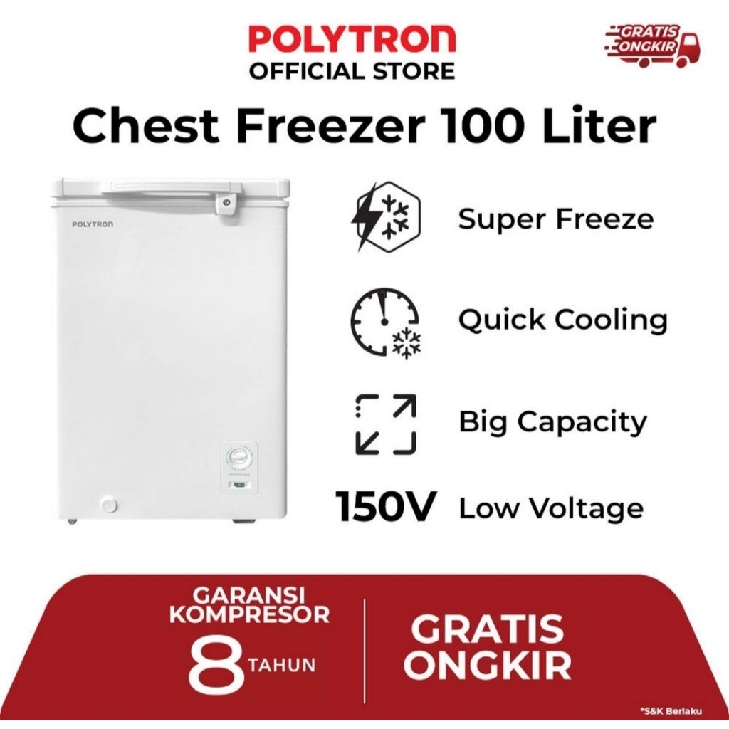 BOX FREEZER POLYTRON PCF118 CHEST FREEZER 100LITER