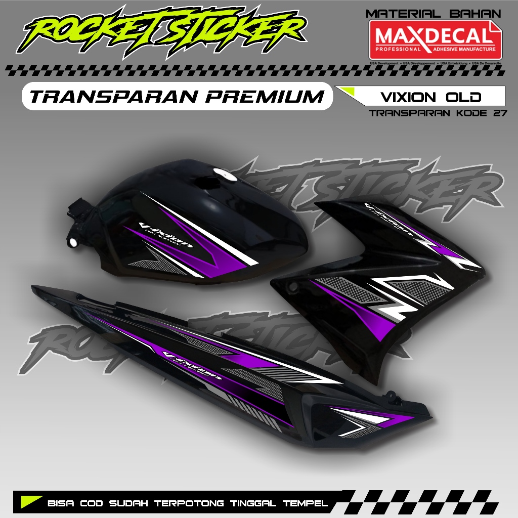 Striping VIXION OLD LAMA Variasi Stiker VIXION OLD UV TRANSPARAN KODE 27 BAHAN MAXDECAL PREMIUM
