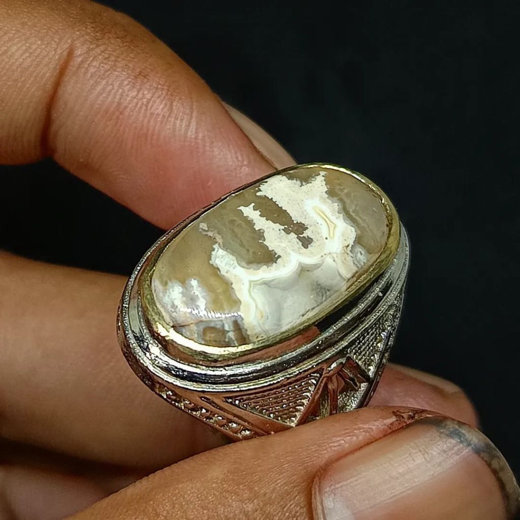 BATU AKIK MOTIF LAFAZ ALLAH ANTIK (ASLI ALAM)